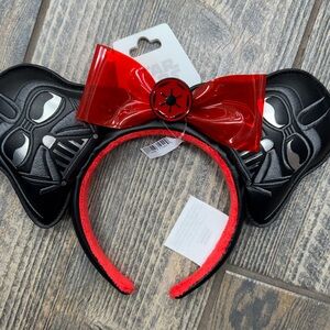 Disney Park Star Wars Darth Vader Ears Headband with Red Bow
